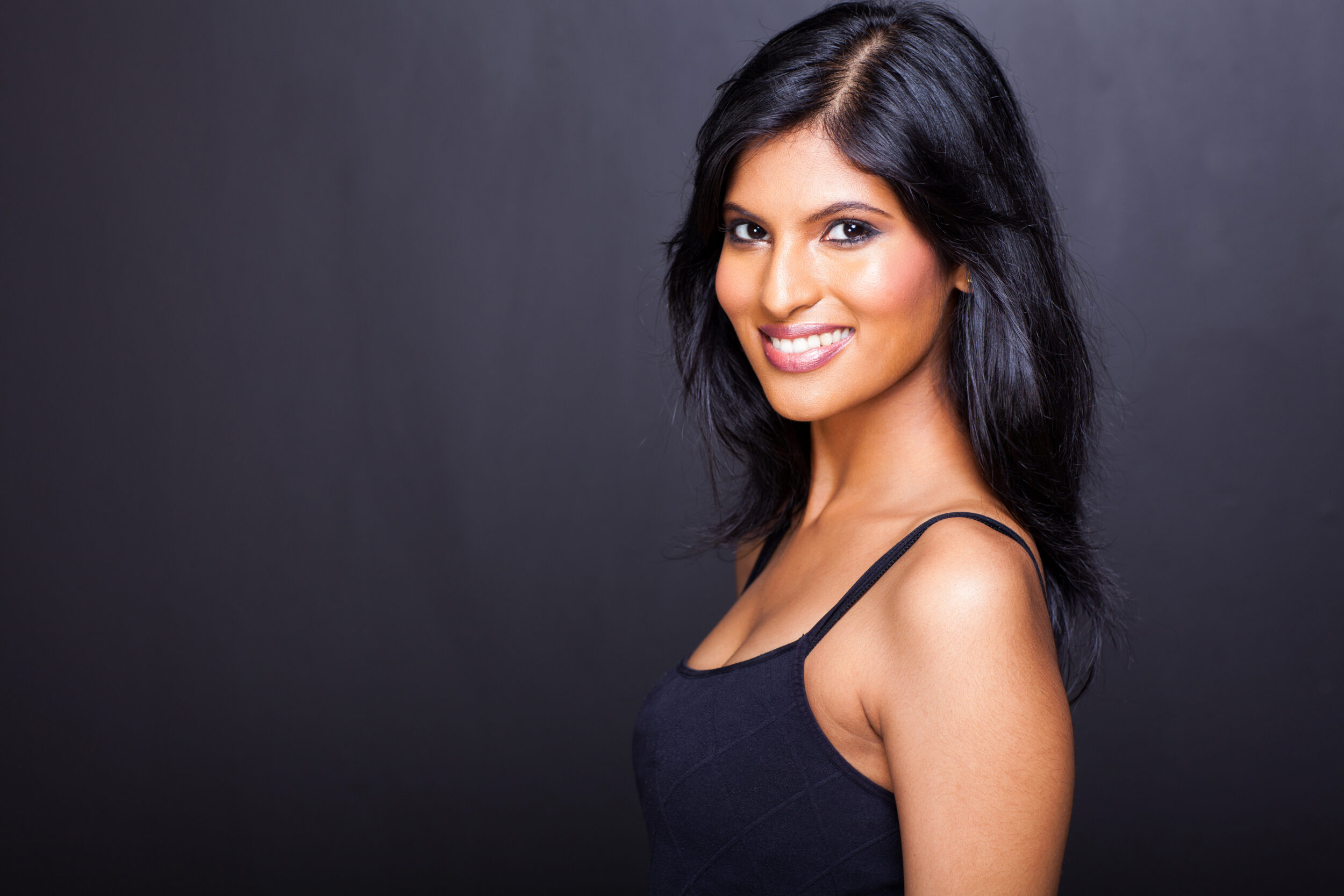 smiling young glamour hispanic woman